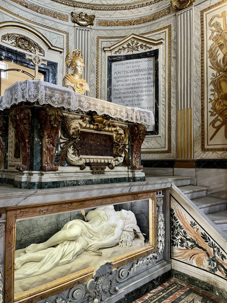 Tumba de São Sebastião na Basílica de São Sebastião, nas Catacumbas de Roma