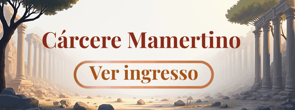 Banner do Ingresso para visitar o Cárcere Mamertino em Roma. 
