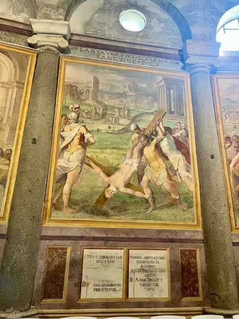 Afresco do martírio de São Pedro em Santo Stefano Rotondo al Celio, parte do ciclo do Martirológio