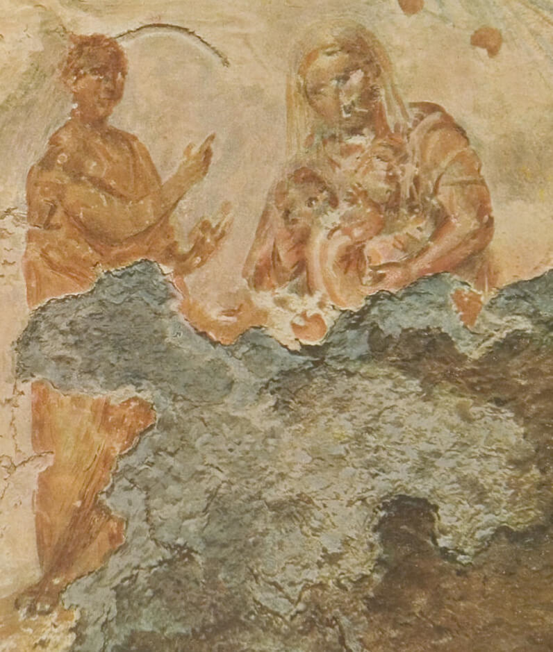 Virgem Maria com o Menino Jesus, catacumba de priscila roma arte cristã primitiva